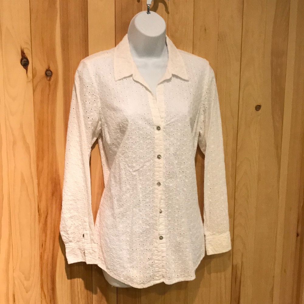 J Jill eyelet button down shirt.